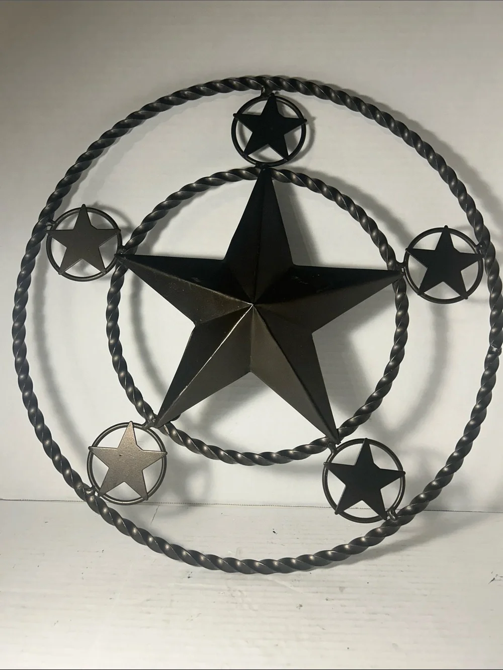 Rustic Black 5-Point Star Metal Wall Accent 19 inch Heavy Duty Metal Star